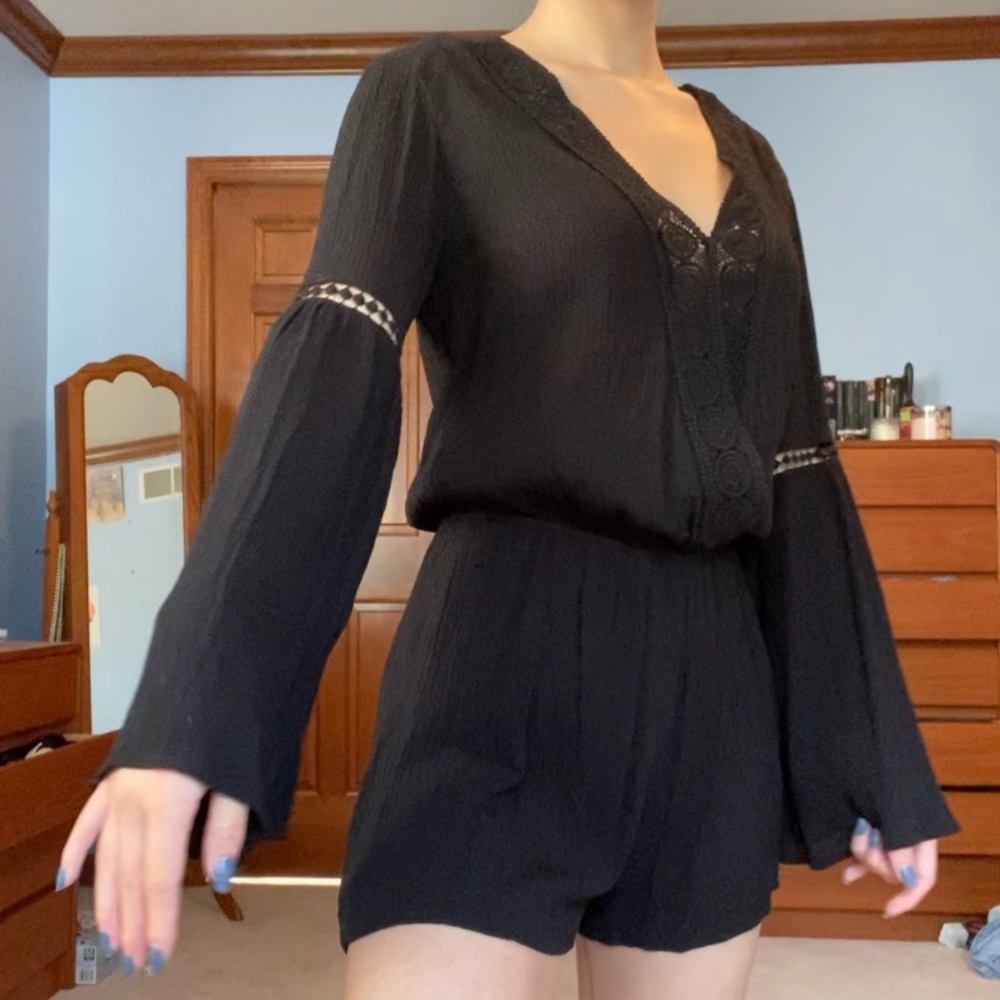 Bell Sleeve Lace Romper